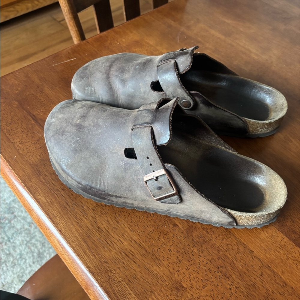 Birkenstock 45 Men's Brown Leather Slip-Ons
